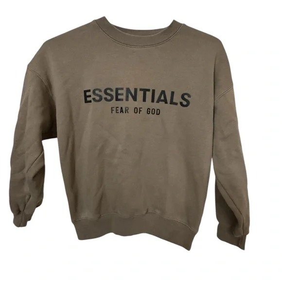 Fear of God Essentials Crewneck High End Tan Streetwear Youth Girls L - Picture 1 of 7